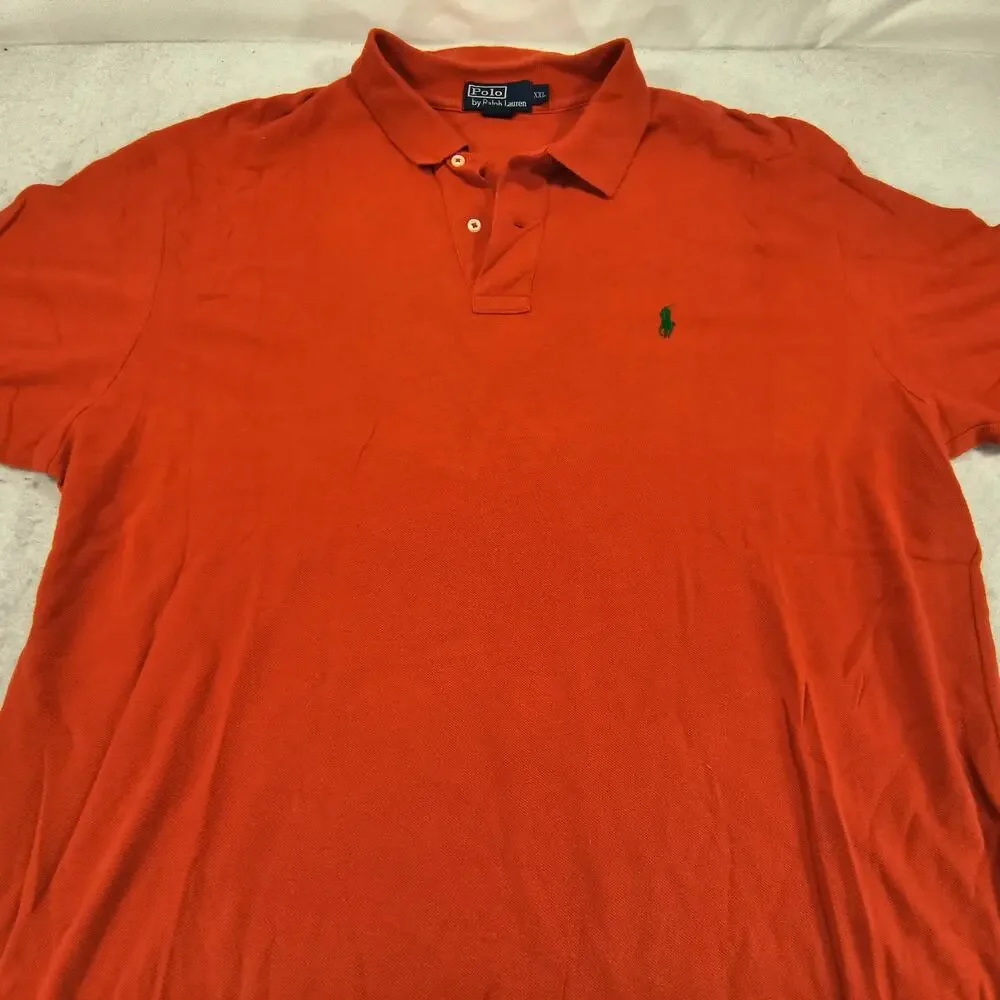 Polo by Ralph Lauren Short Sleeve Collared Polo Shirt Mens Size 2XL Orange Green
